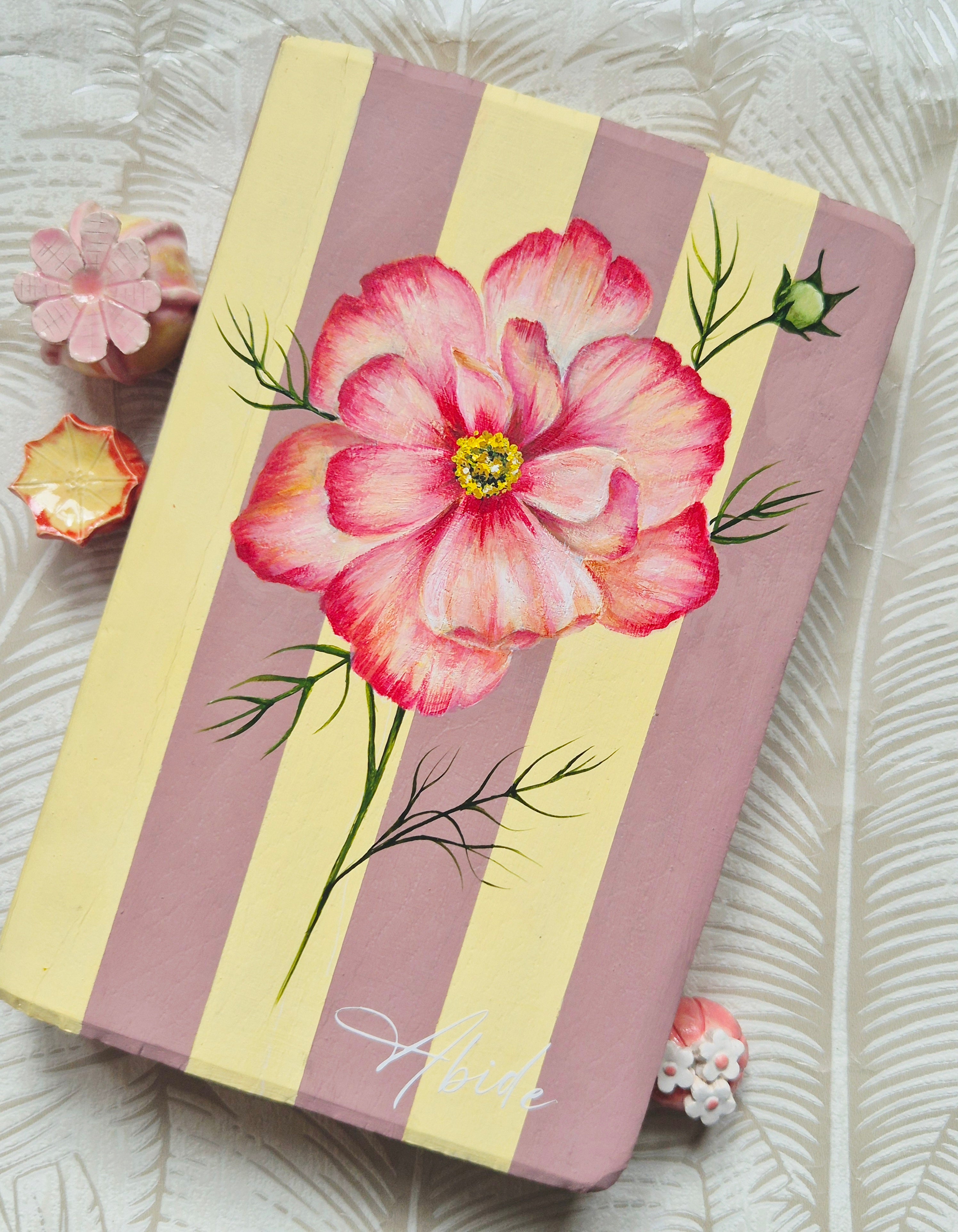 Handpainted NIV Bible - Abide- cosmos flower