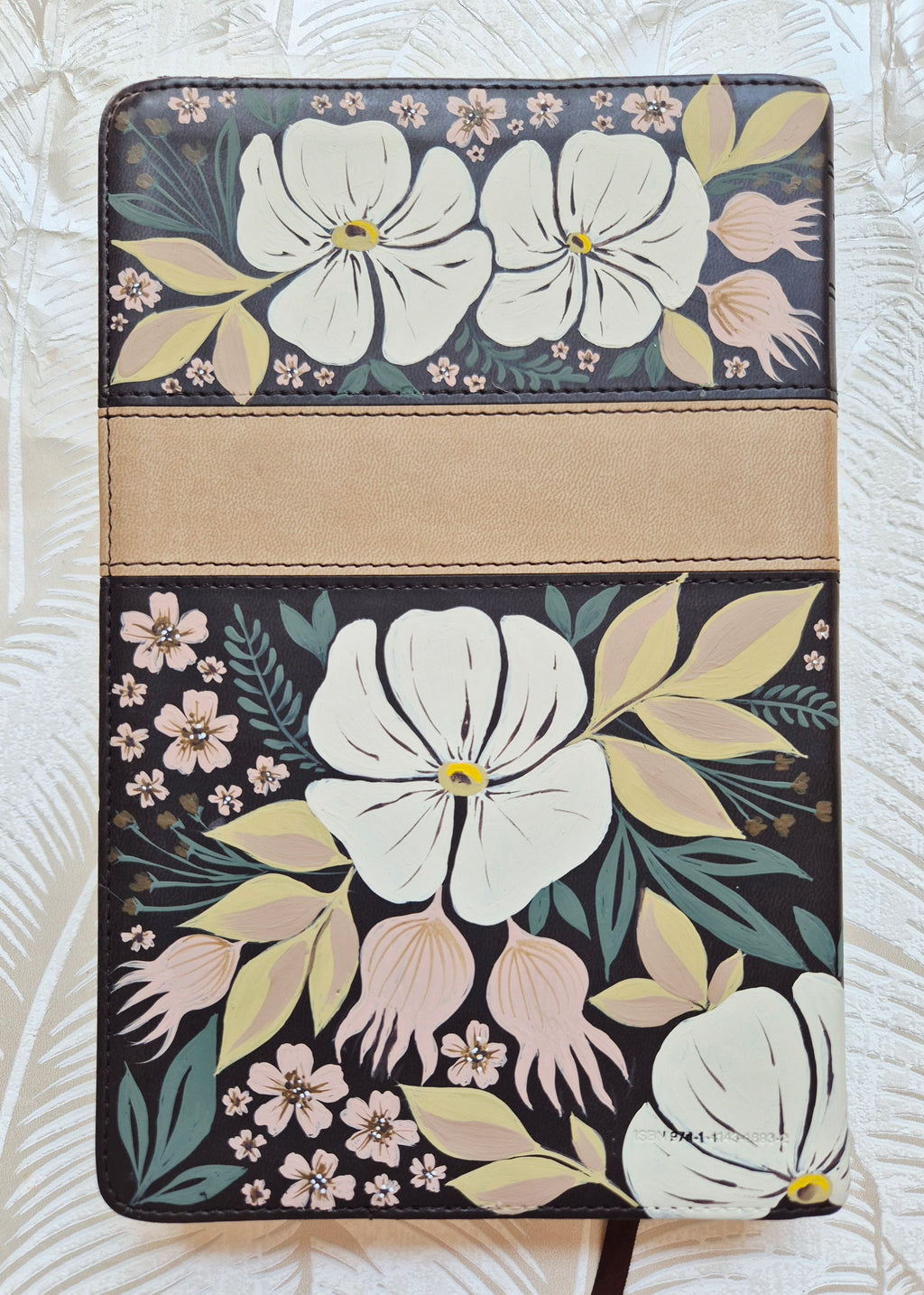 Handpainted NLT Bible - Neutral tone floral design