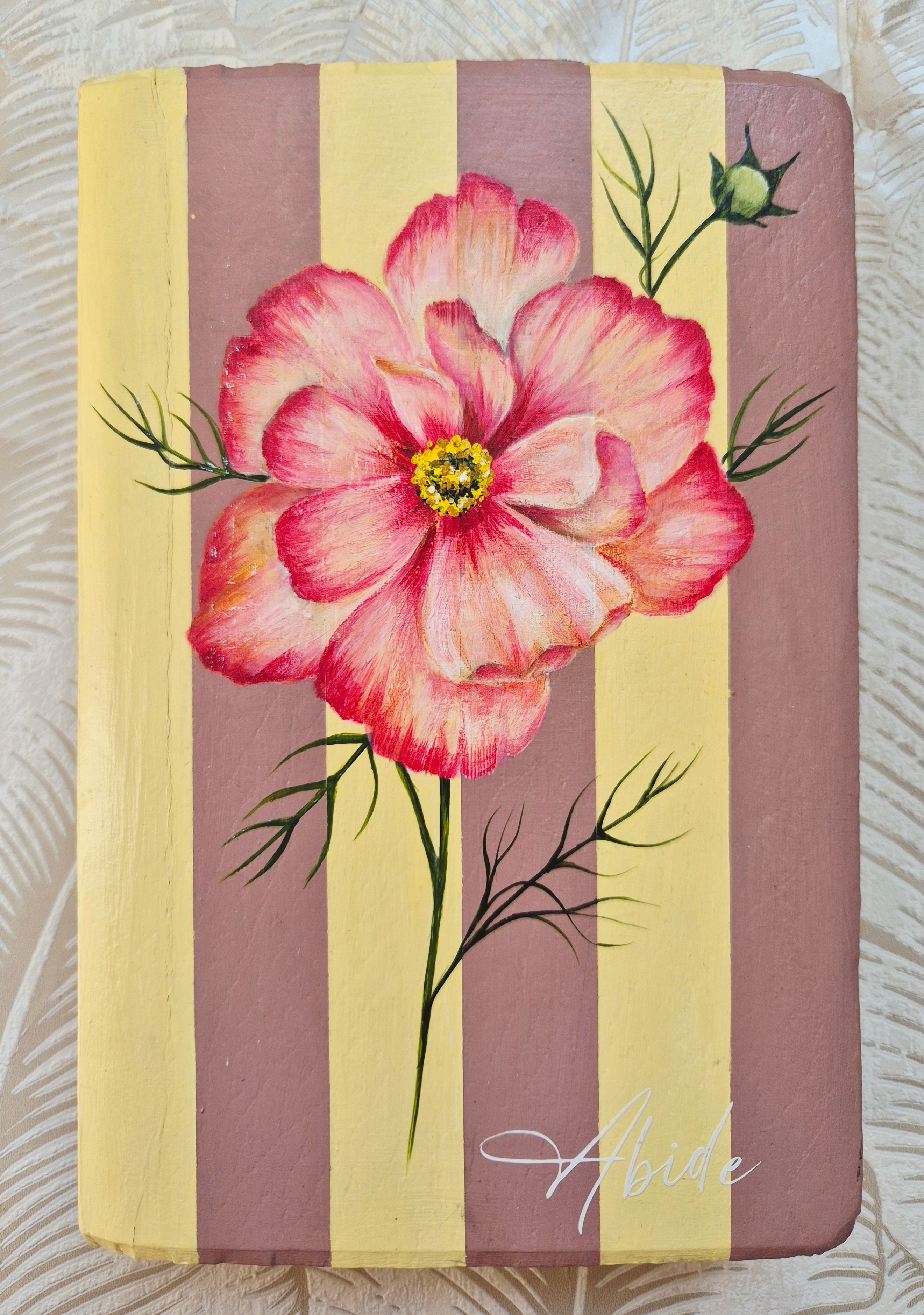 Handpainted NIV Bible - Abide- cosmos flower