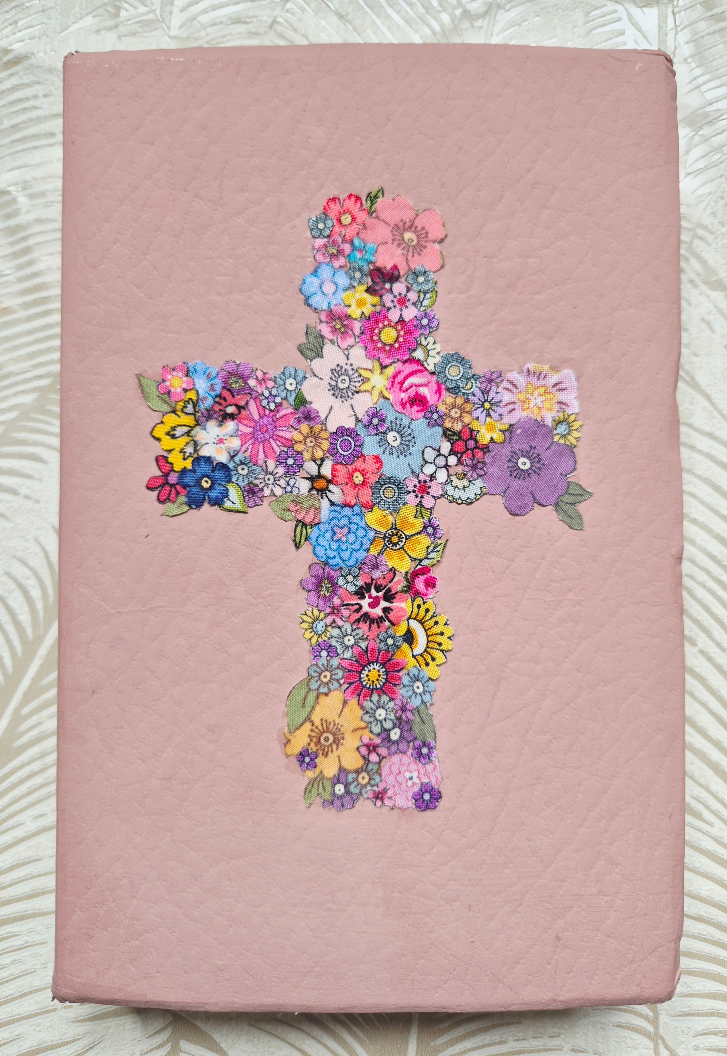 NLT Bible with handcut fabric flowers