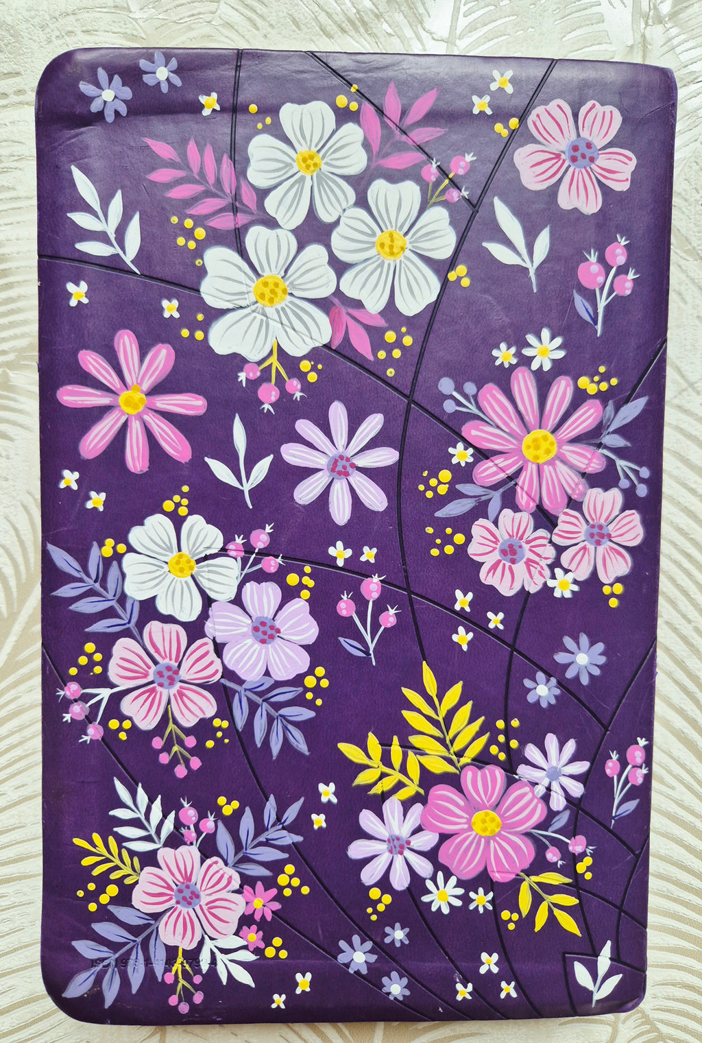 Handpainted NLT Bible - Pretty purple florals design
