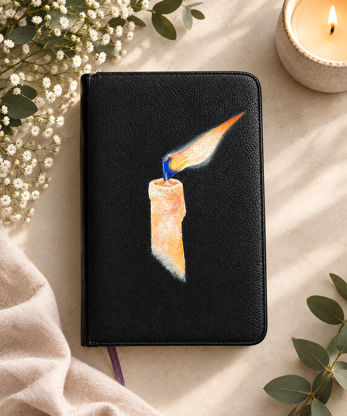 Handpainted vintage KJV Bible (1961) - candle in the darkness