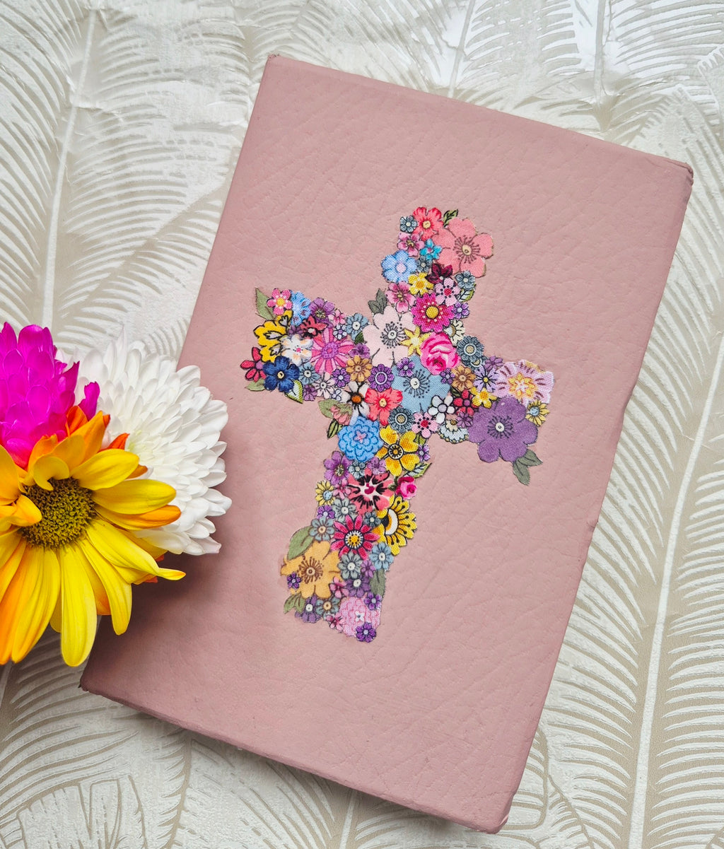 NLT Bible with handcut fabric flowers