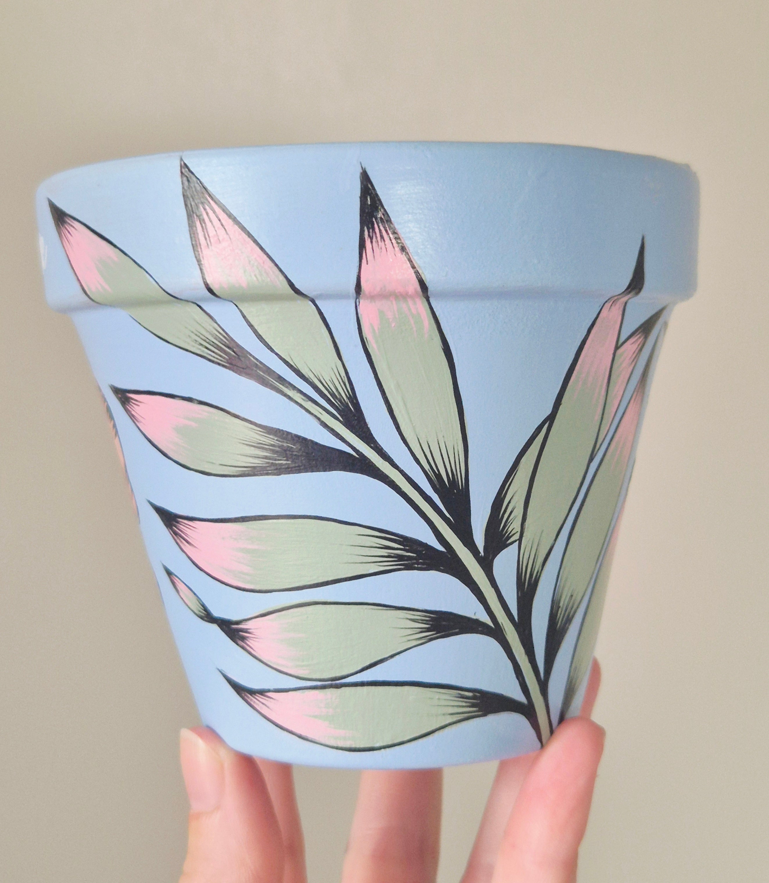 Hand-painted 11cm Terracotta Pot- Walk in love
