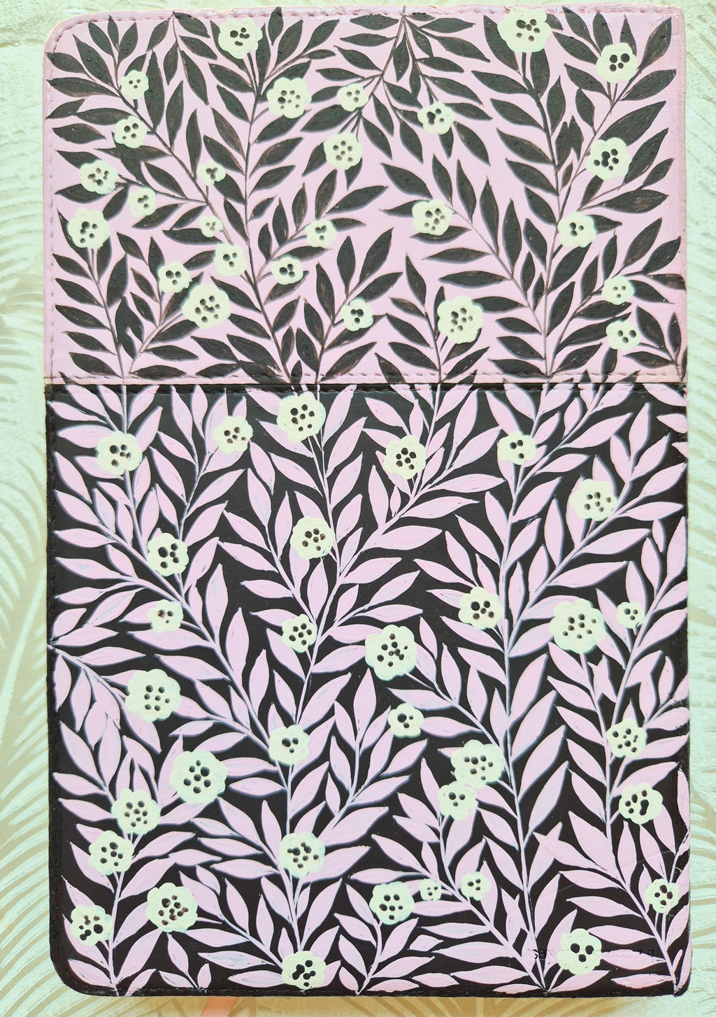 Handpainted NLT Bible - two tone pink and brown vine design