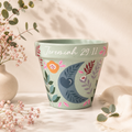 Hand-painted 13cm Terracotta Pot- moon design