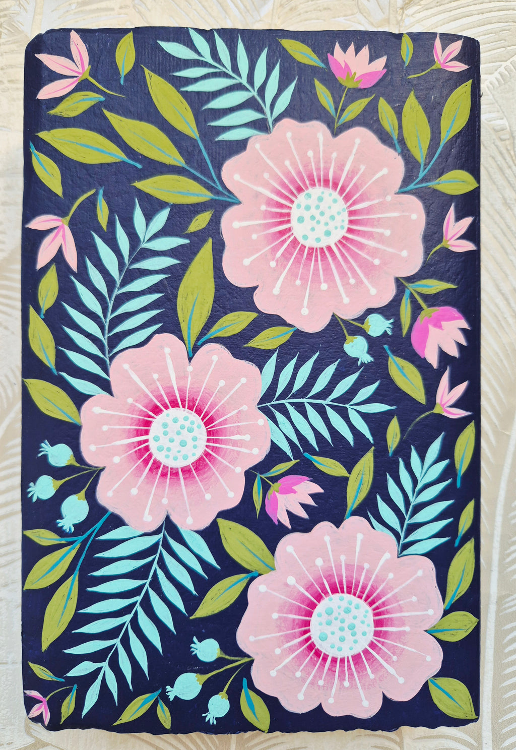 Handpainted NCV Bible - Saved by grace, tropical flowers and leaves design