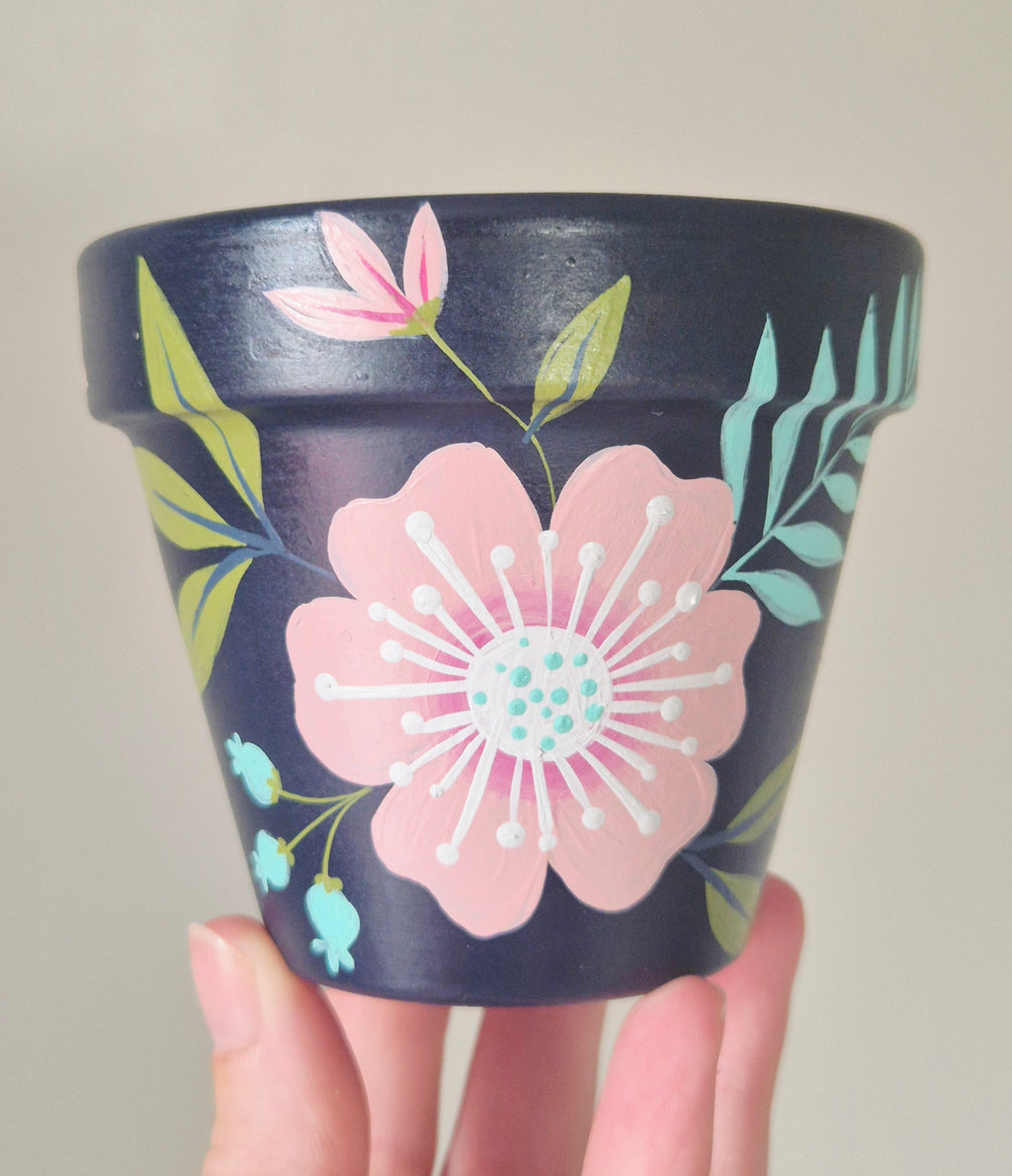 Hand-painted 9cm Terracotta Pot-Saved by grace