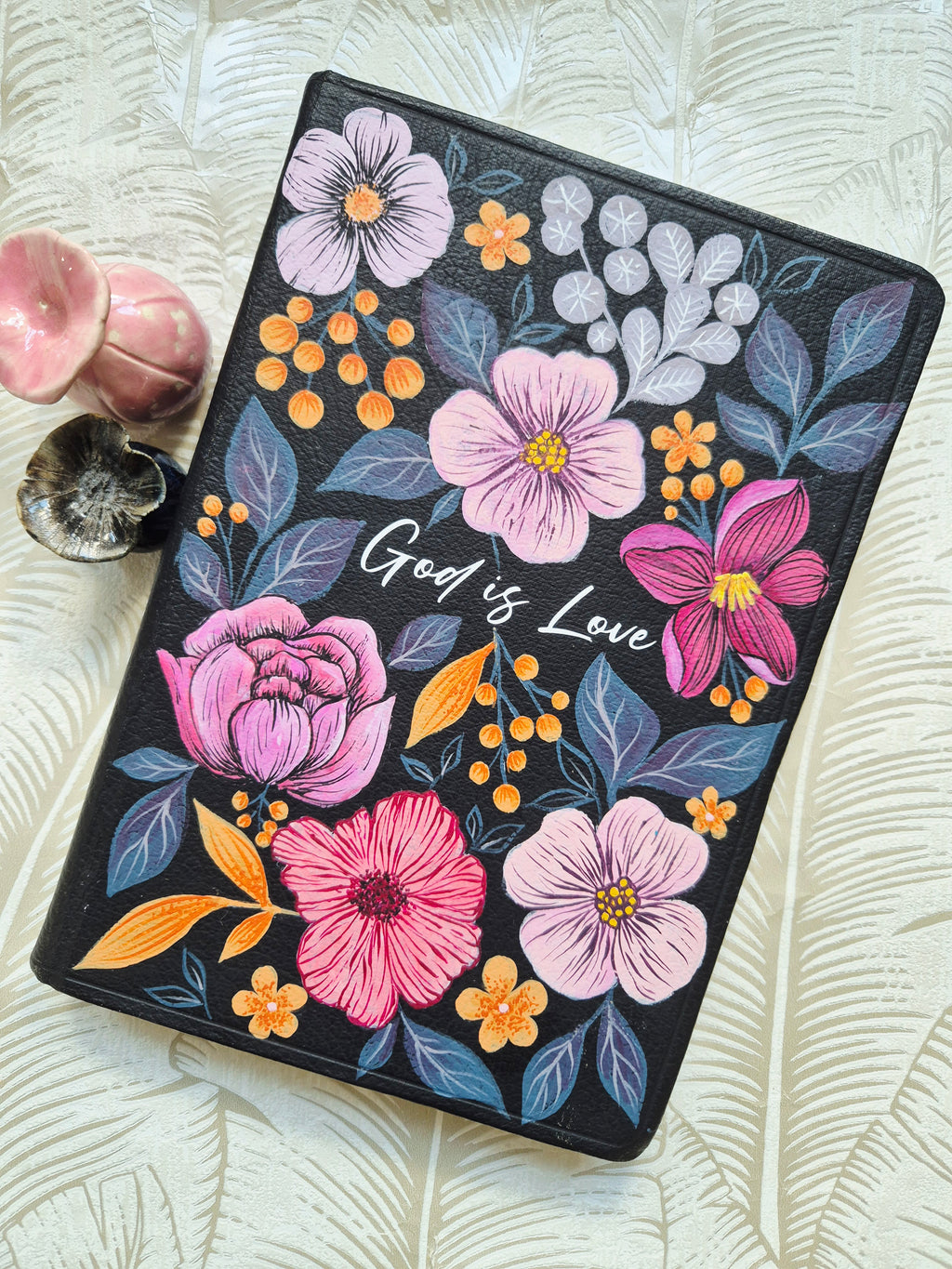 Handpainted RSV Bible - God is Love Floral design