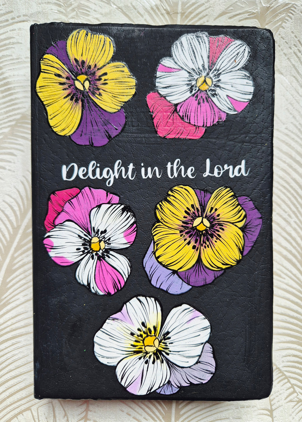 Handpainted NLT Bible - Delight in the Lord, Pansy design