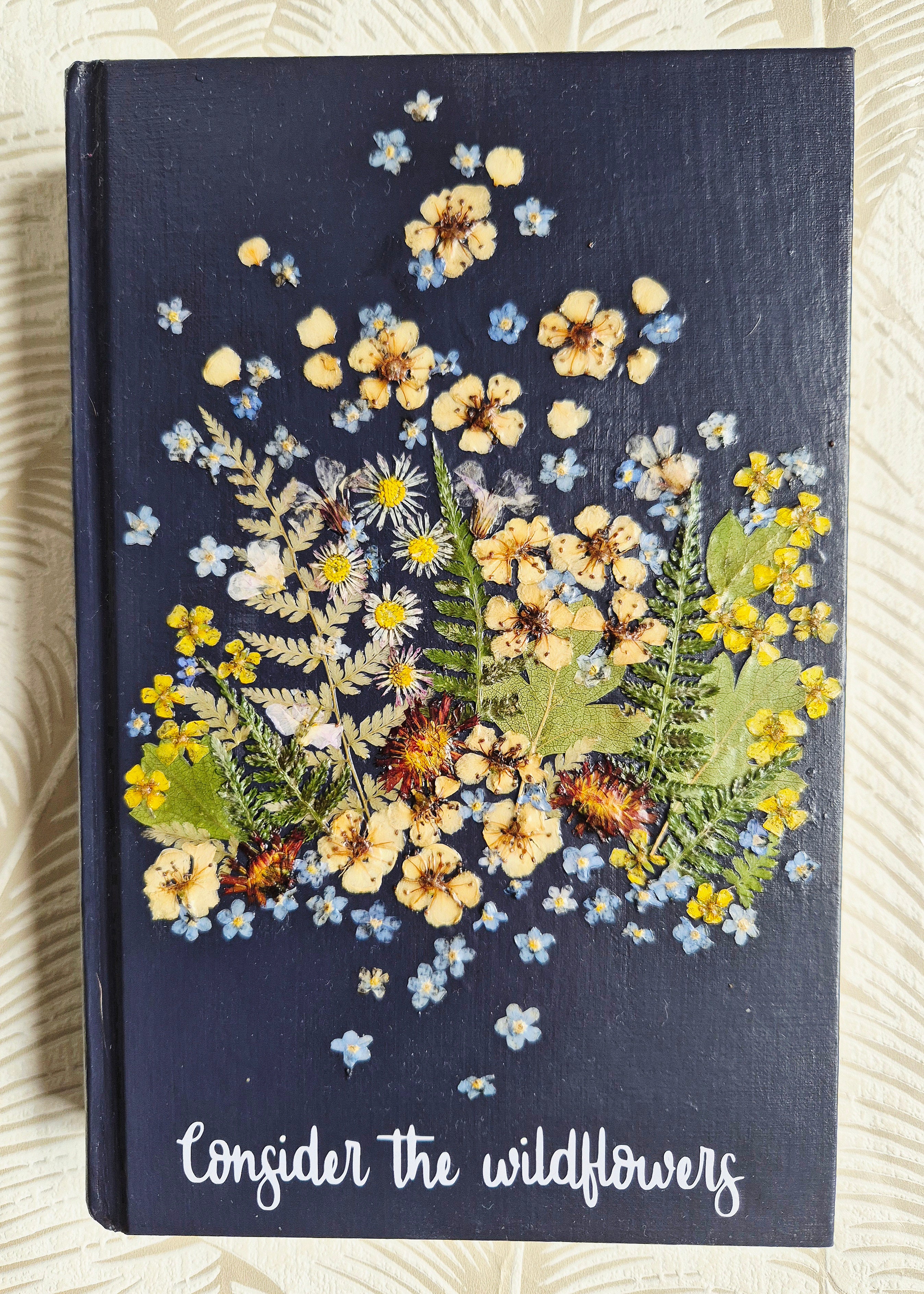 NIV Bible with real pressed wildflowers - consider the wildflowers