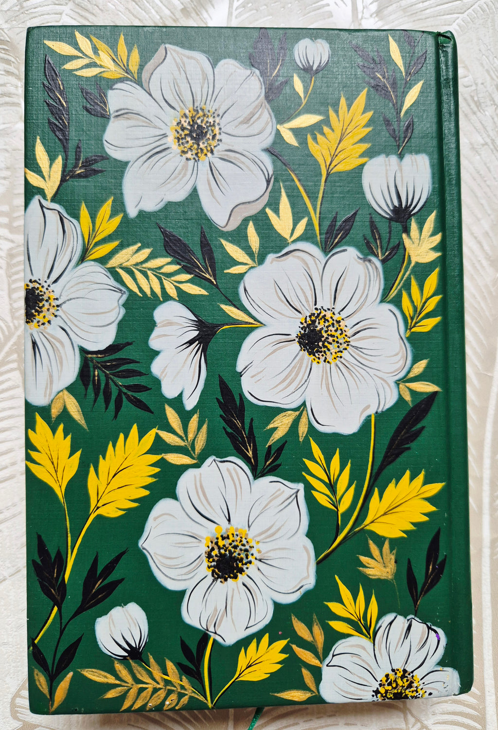 Handpainted Bible in One year - cream and gold floral design